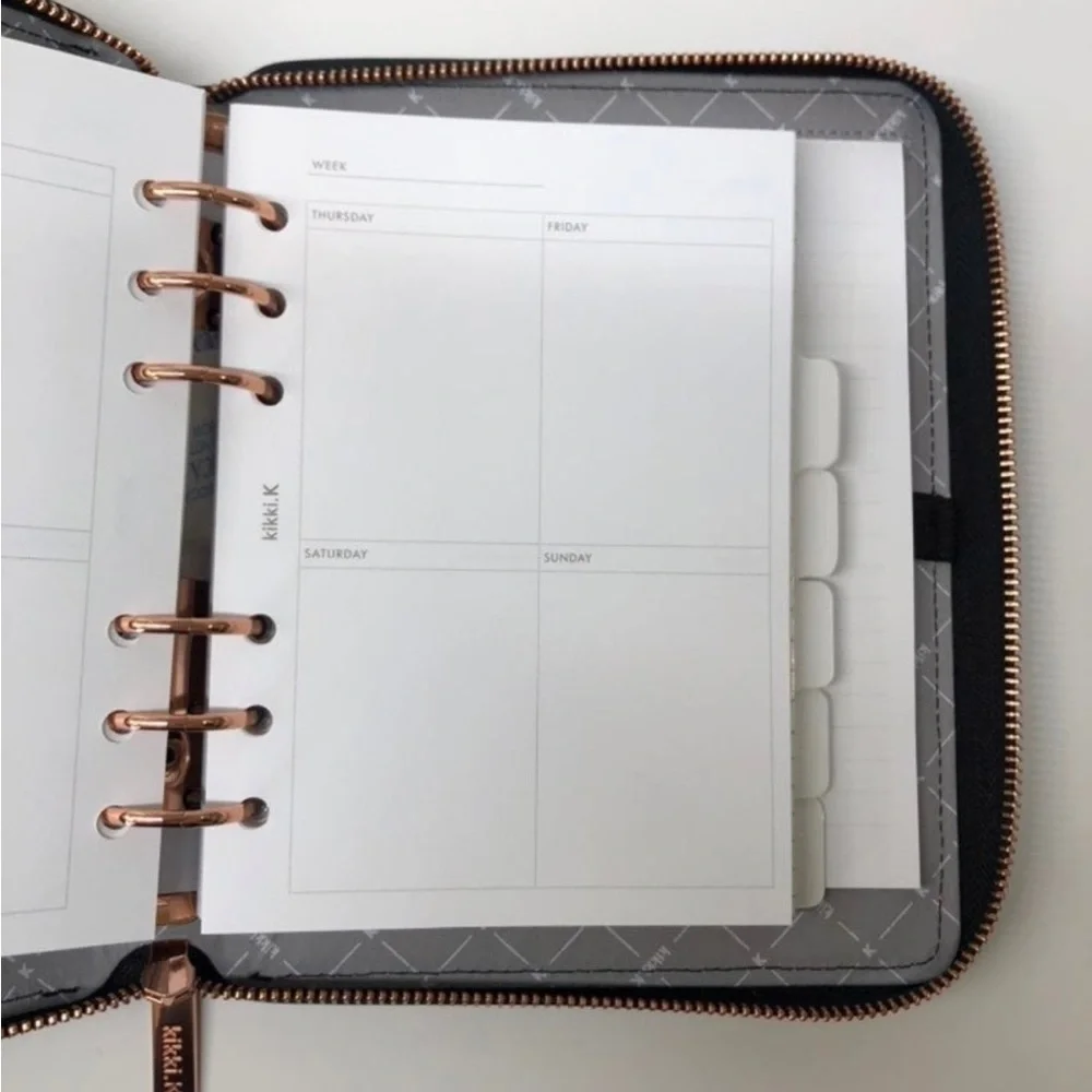 Kikki.K B6 Black Croco Embossed Zippered Planner